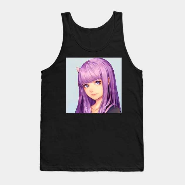 Purple Hair Anime Girl Tank Top by animegirlnft